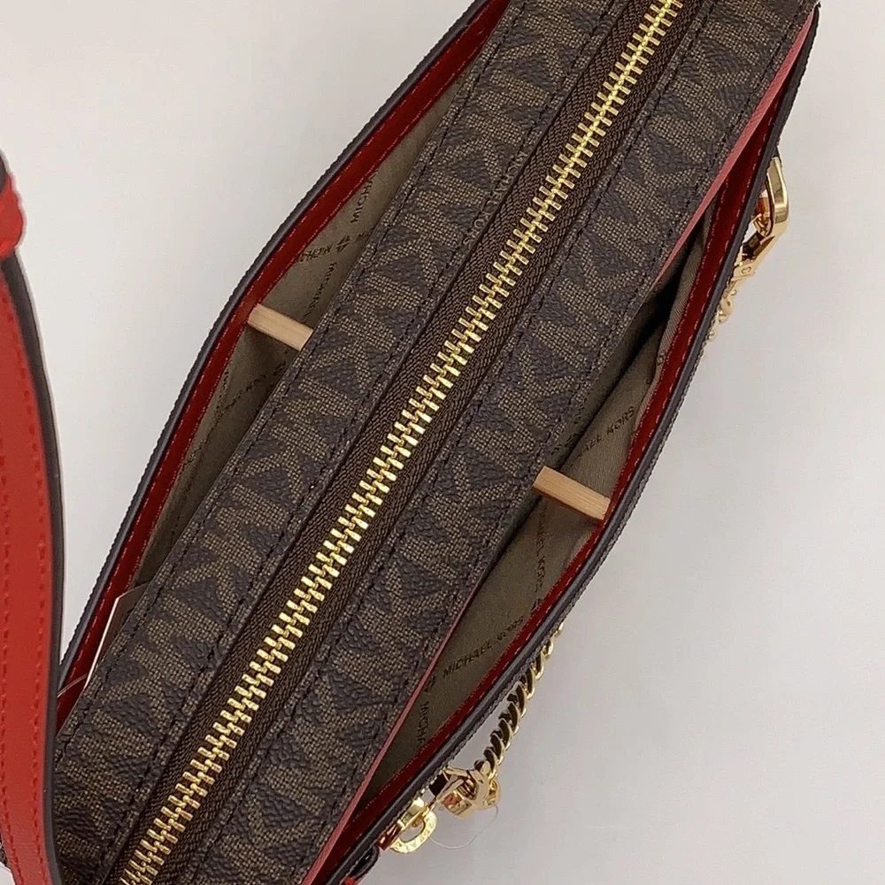MICHAEL KORS
Jet Set Large Logo Crossbody Bag FLAME/BROWN MULTI NWT - Picture 8 of 16